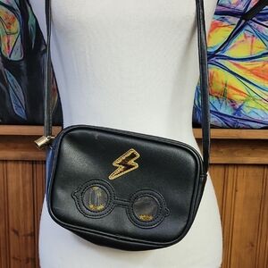Harry Potter Black Crossbody Bag with Gold Lightning Bolt
